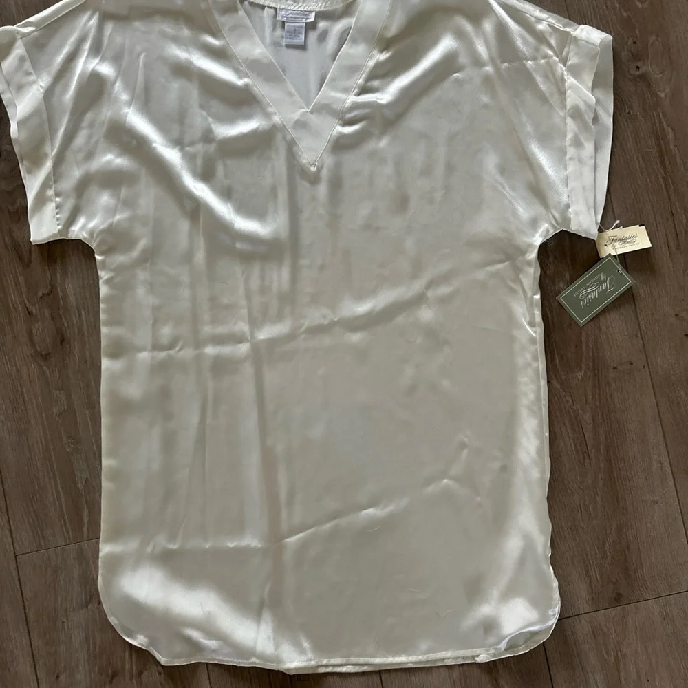 2 NWT Morgan‎ Taylor Intimates Womens Layered Nightgown Collared Ivory Small